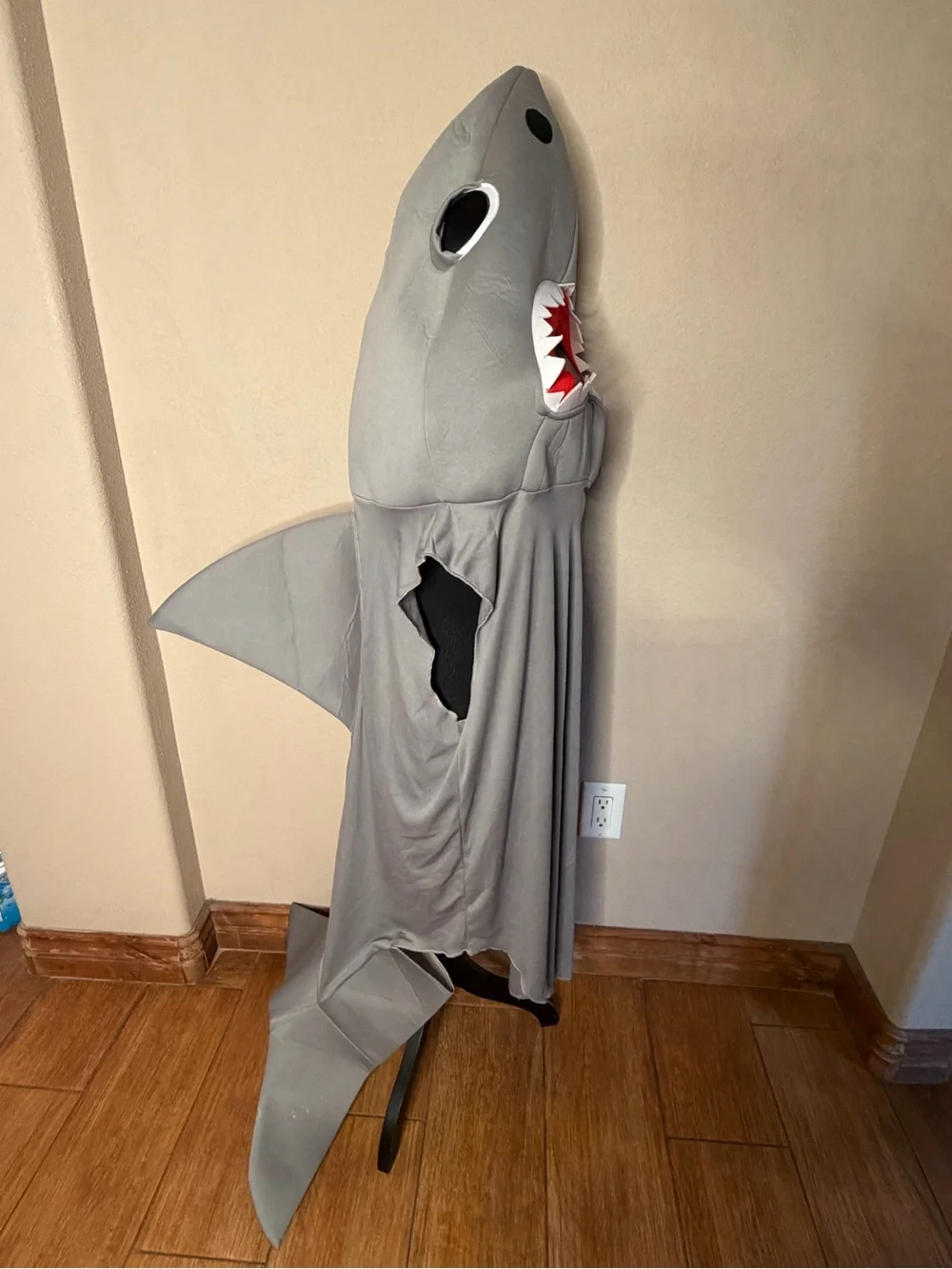 ADULT Gray Shark Costume with Red Mouth Trim one size.